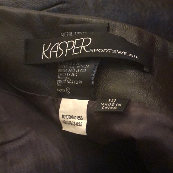 COPY - Kasper Dark Brown Leather Skirt - Picture 4 of 5